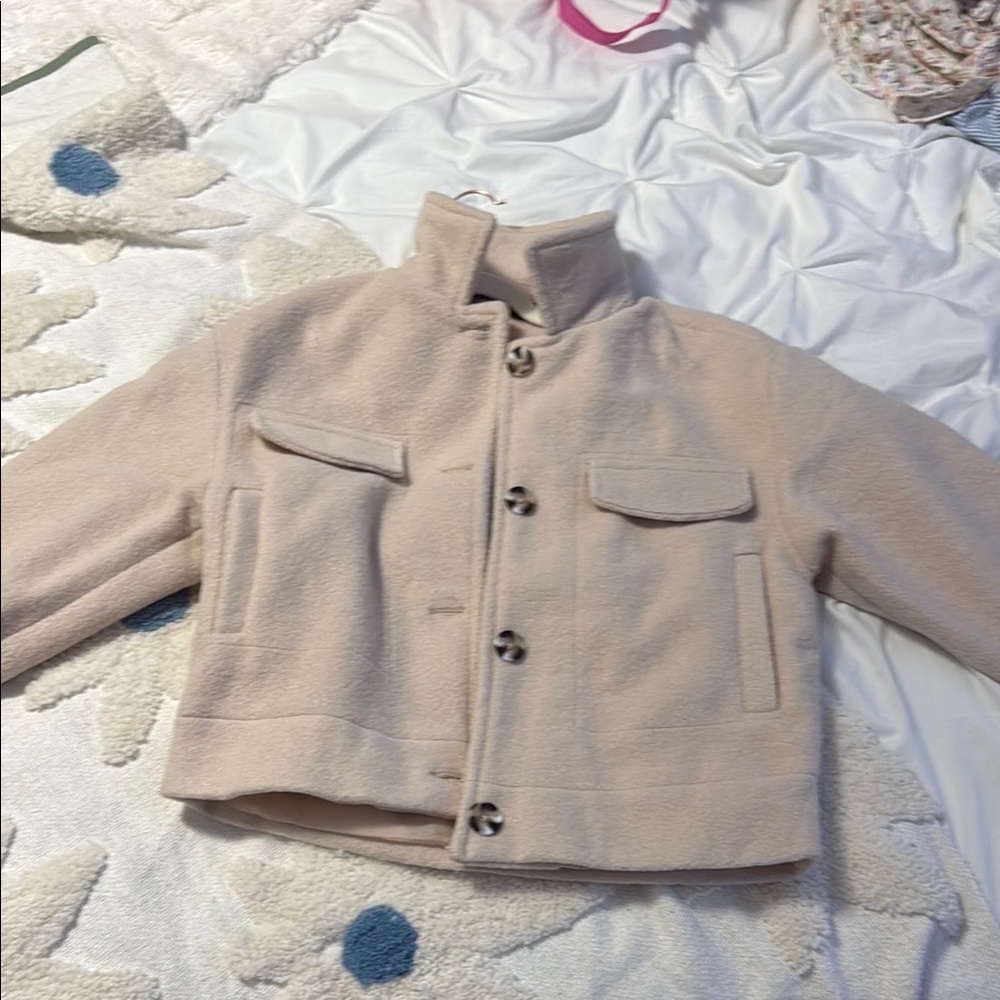 Ci Sono Beige Button-Up Jacket